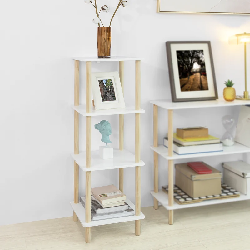 SoBuy STR03-K-WN Étagère de rangement Bibliothèque Étagère avec 4 tablettes Étagère de cuisine