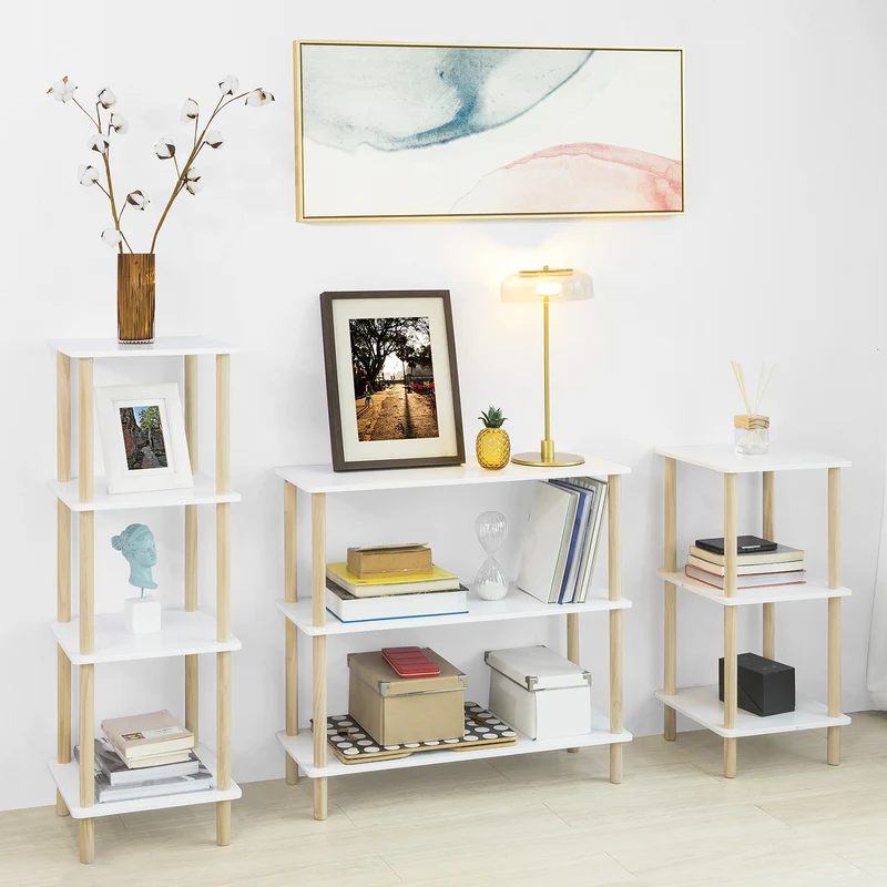 SoBuy STR03-K-WN Étagère de rangement Bibliothèque Étagère avec 4 tablettes Étagère de cuisine