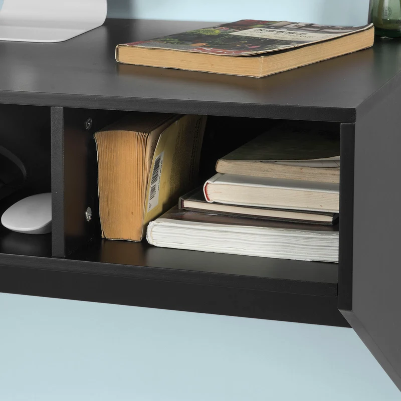 SoBuy FWT14-SCH Table murale Table de cuisine Bureau informatique avec 3 compartiments