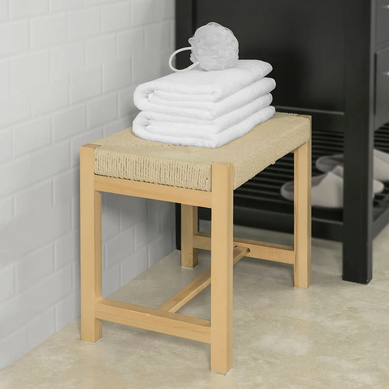 SoBuy FSR69-N Banc à Chaussures Design Banquette Meuble d'Entrée, Siège en Corde Tressée