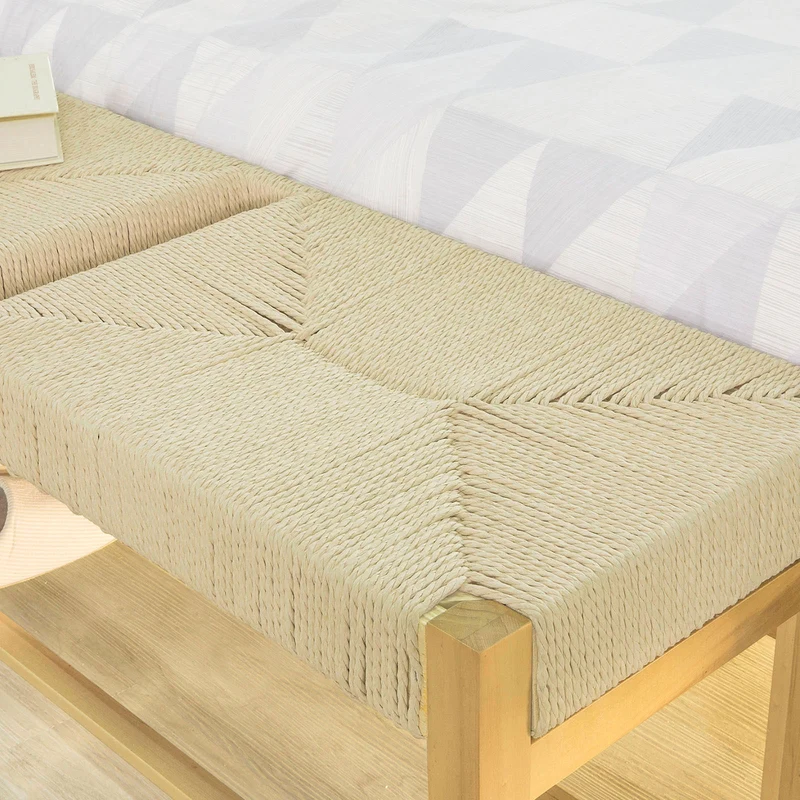 SoBuy FSR68-N Banc à Chaussures Design avec Assise et Rangement pour Entrée Couloir – 110x36x46 cm, Naturel