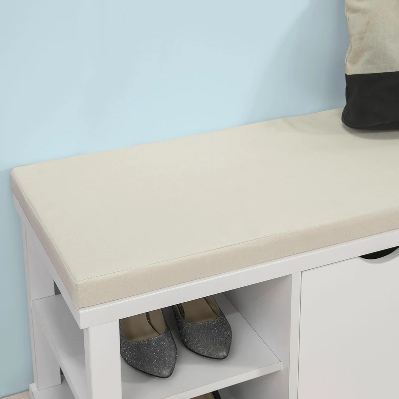 SoBuy FSR52-W Meuble à Chaussures Banc de Rangement Étagère avec coussin rembourré