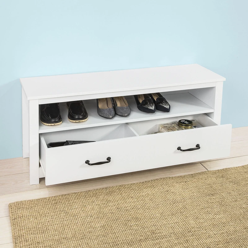 SoBuy FSR48-W Banc de Rangement Meuble à chaussures Meuble d'Entrée Commode à Chaussures
