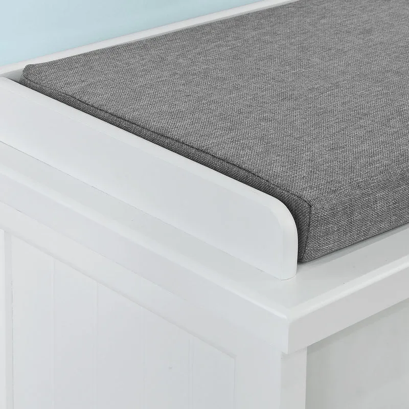 SoBuy FSR41-W Banc à Chaussures avec Coussin Rembourré et Rangement pour Entrée Couloir – 105x34x44 cm, Blanc