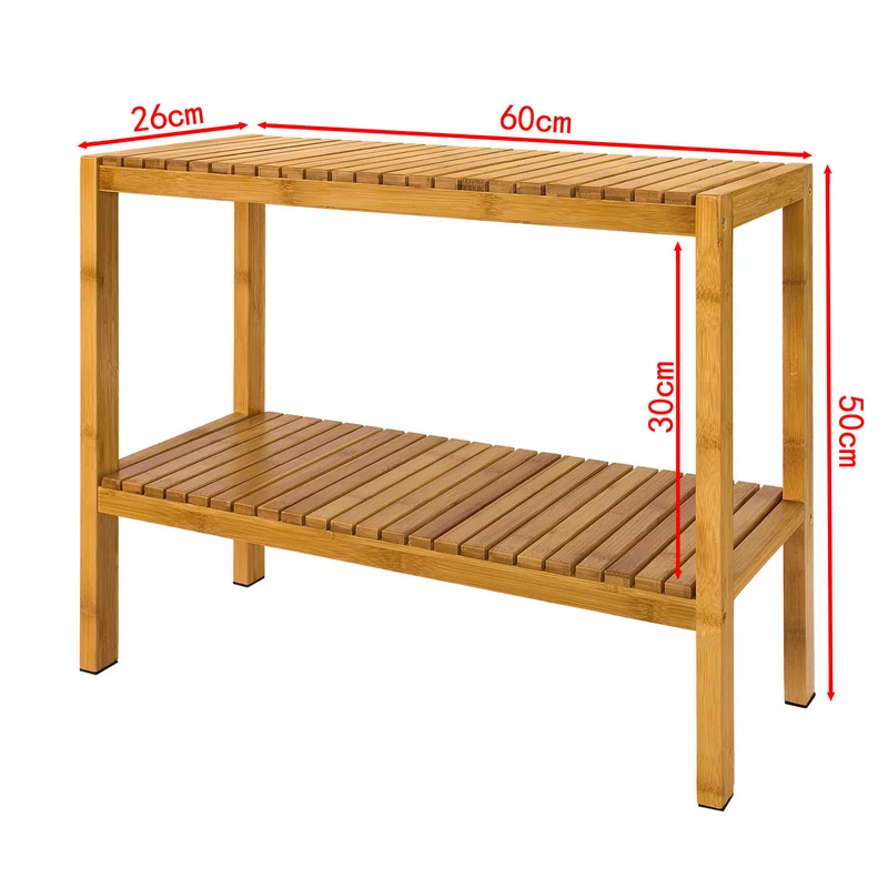 SoBuy FSR14-N Étagère salle de bain 100% en bambou naturel, Rangement chaussures / salle de bain