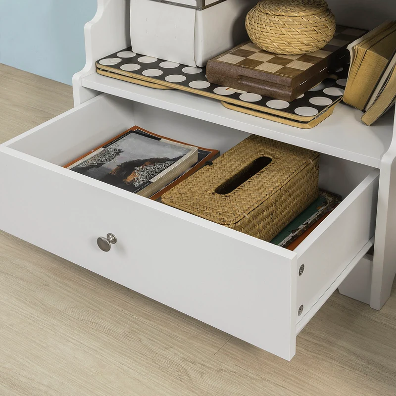 SoBuy FSB13-W Meuble de Rangement Table de Chevet Étagère Style Échelle