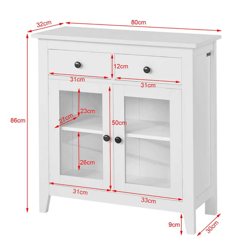 SoBuy FSB05-W Buffet Commode Armoire de Rangement -2 tiroirs 2 portes- Coloris