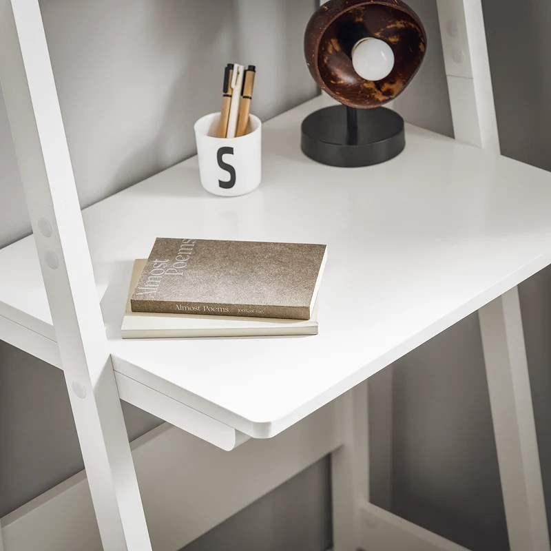 sebuyfr.comG60-W Bureau, Table Bibliothèque, étagère style échelle de 2 tablettes