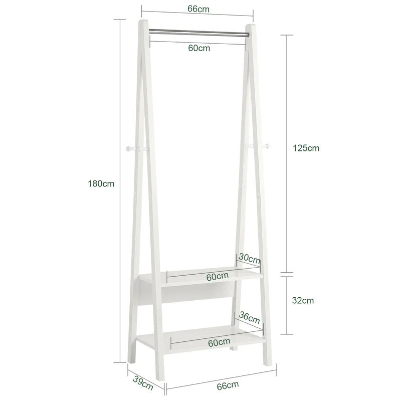 sebuyfr.comG59-W Porte-Vêtement en Bois Penderie à Vêtement Porte-Manteau avec Deux Étagères