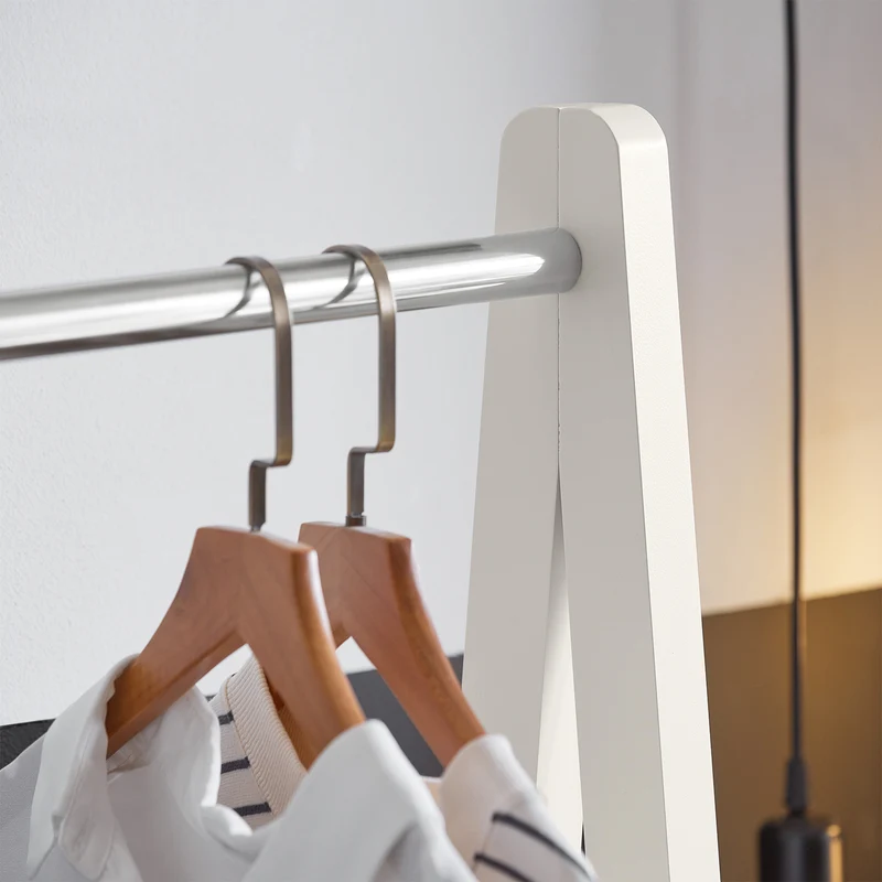 sebuyfr.comG59-W Porte-Vêtement en Bois Penderie à Vêtement Porte-Manteau avec Deux Étagères