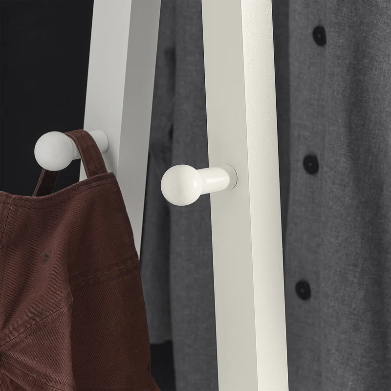 sebuyfr.comG59-W Porte-Vêtement en Bois Penderie à Vêtement Porte-Manteau avec Deux Étagères