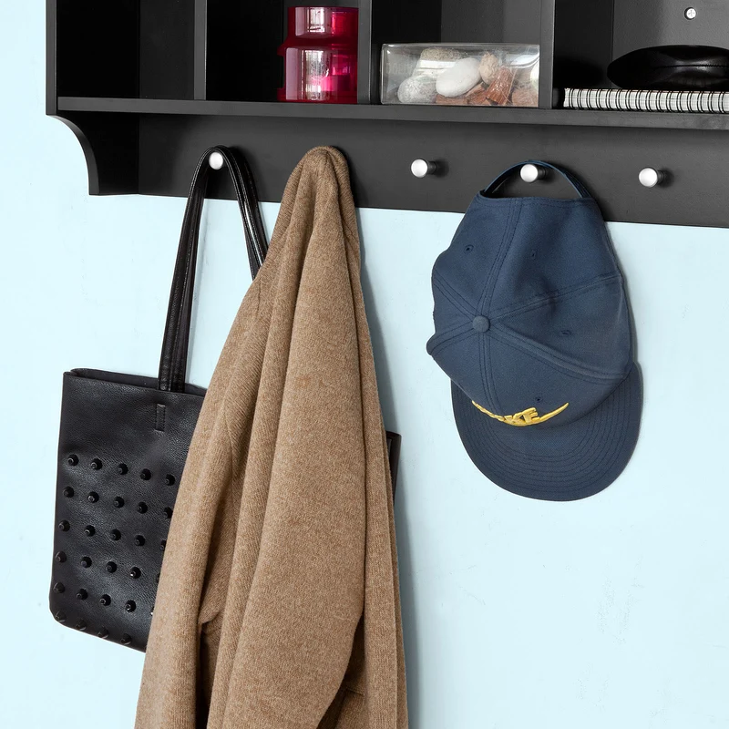 SoBuy FRG48-L-SCH Portemanteau Étagère murale Porte-manteau salle de bain