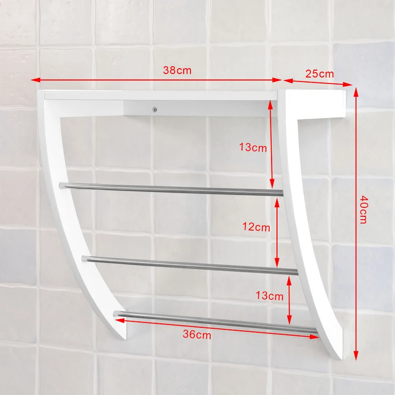sebuyfr.comG47-W Porte-Serviettes Mural avec 1 Tablette et 3 Barres