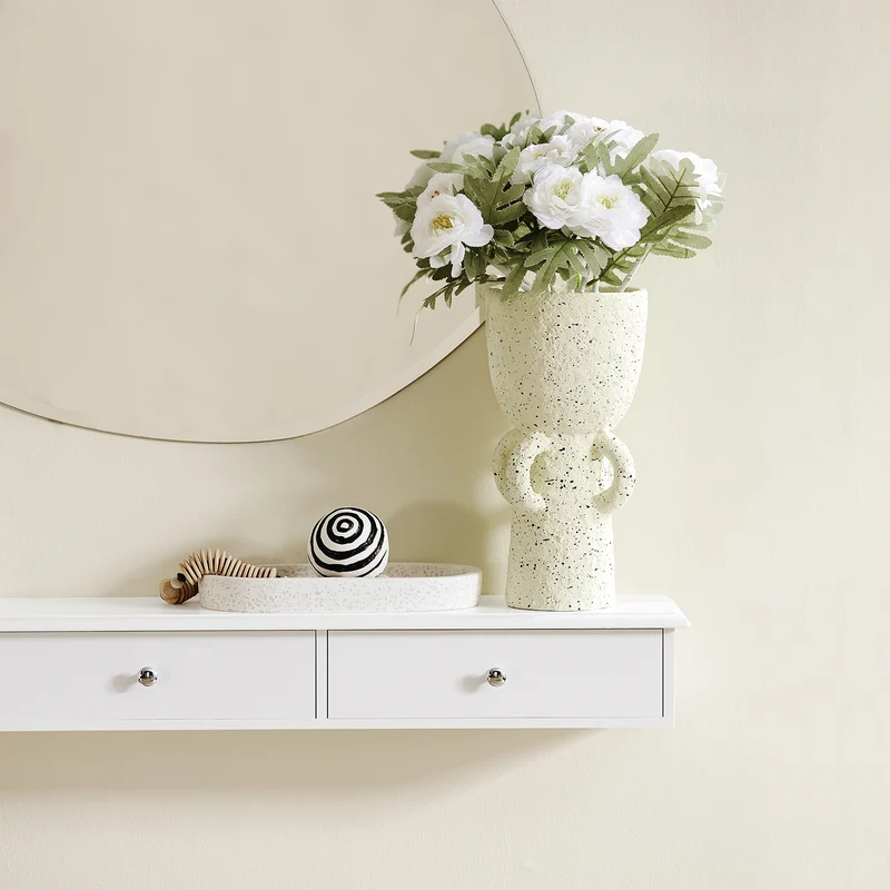 SoBuy FRG43-L-W Etagere Murale avec 3 Tiroirs - Étagère Flottante Moderne pour Entrée, Salon, Cuisine & Chambre - Blanc 94x15x10cm