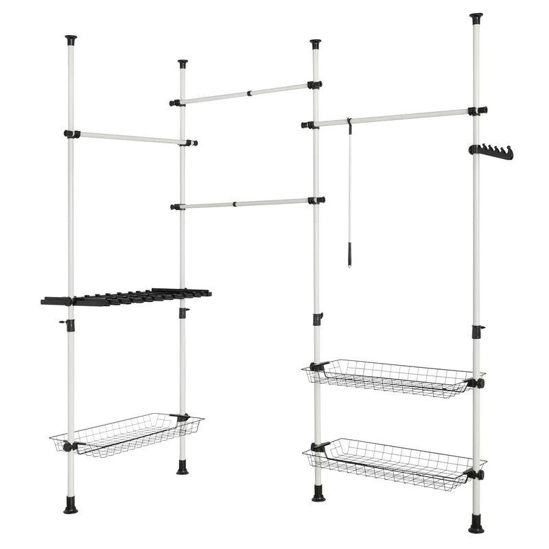 SoBuy FRG38 Télescopique Garde-Robe , Portant de vêtement penderie largeur, hauteur variables