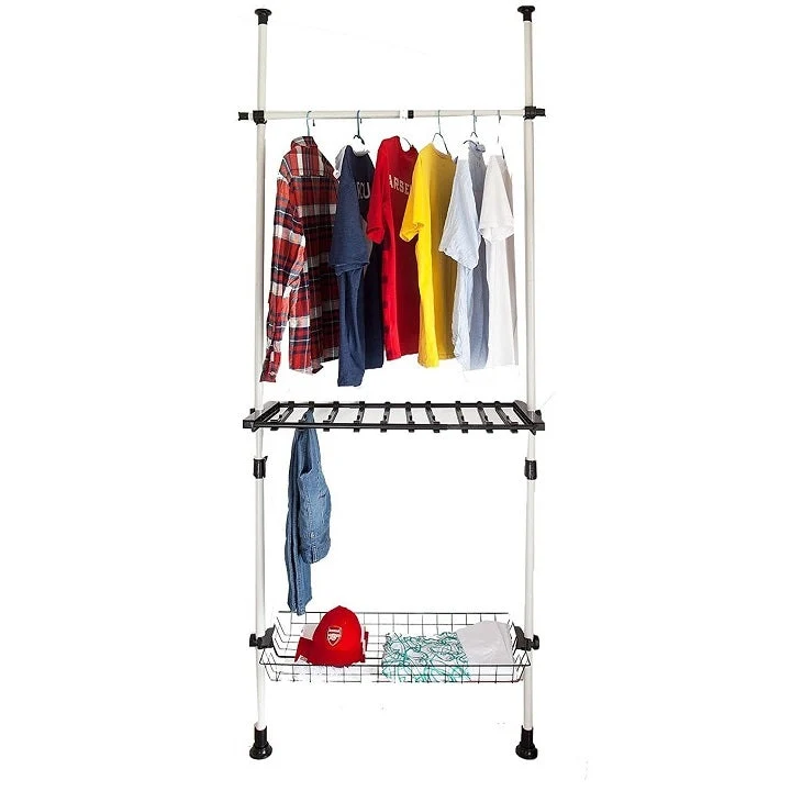 sebuyfr.comG35 Télescopique Portant de vêtement Etagère de Rangement, penderie