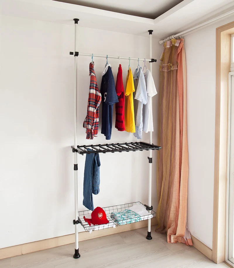 sebuyfr.comG35 Télescopique Portant de vêtement Etagère de Rangement, penderie