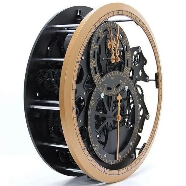 Horloge Industrielle Chrono Dorée