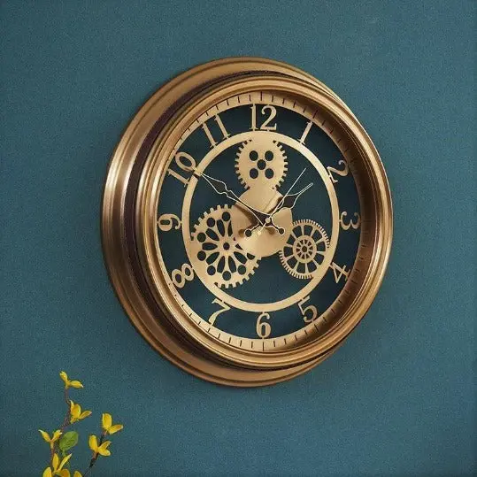 Horloge Industrielle Dorée