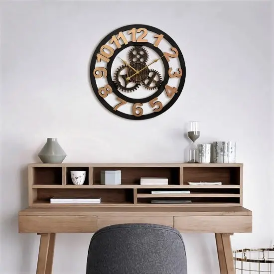 Horloge Industrielle En Bois