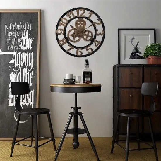 Horloge Industrielle En Bois