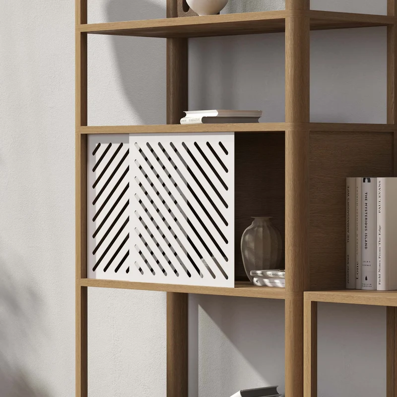Cloe Tall Bookcase · White Pigmented Oak