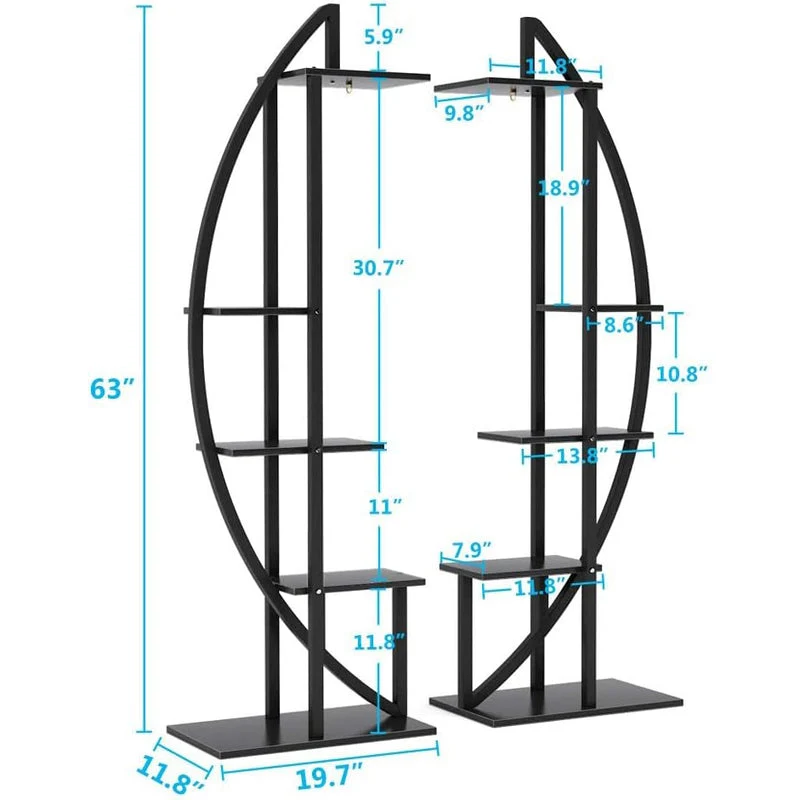 Tribesigns Lot de 2 supports pour plantes à 5 niveaux, Étagère de présentation incurvée polyvalente