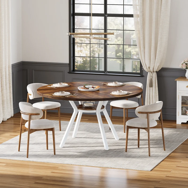 Tribesigns Table à manger ronde, Table de cuisine moderne de 120 cm pour 4 personnes
