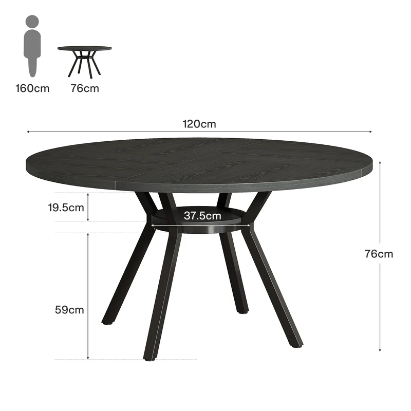 Tribesigns Table à manger ronde, Table de cuisine moderne de 120 cm pour 4 personnes