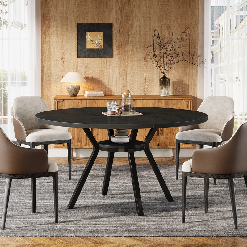 Tribesigns Table à manger ronde, Table de cuisine moderne de 120 cm pour 4 personnes