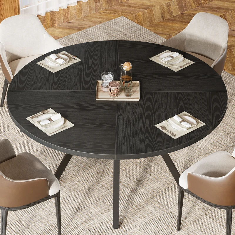 Tribesigns Table à manger ronde, Table de cuisine moderne de 120 cm pour 4 personnes