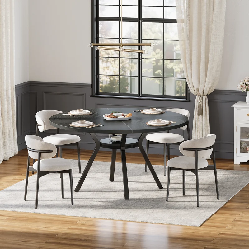 Tribesigns Table à manger ronde, Table de cuisine moderne de 120 cm pour 4 personnes