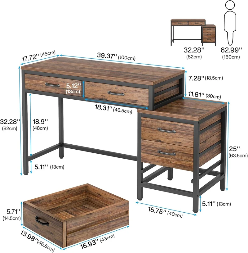 Tribesigns Bureau d'ordinateur, Bureau d'étude à domicile avec tiroir réversible
