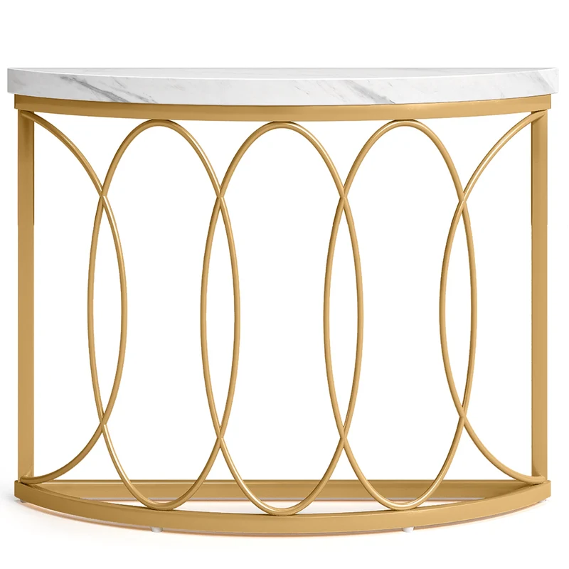 Tribesigns Table console dorée, Table de couloir en imitation marbre