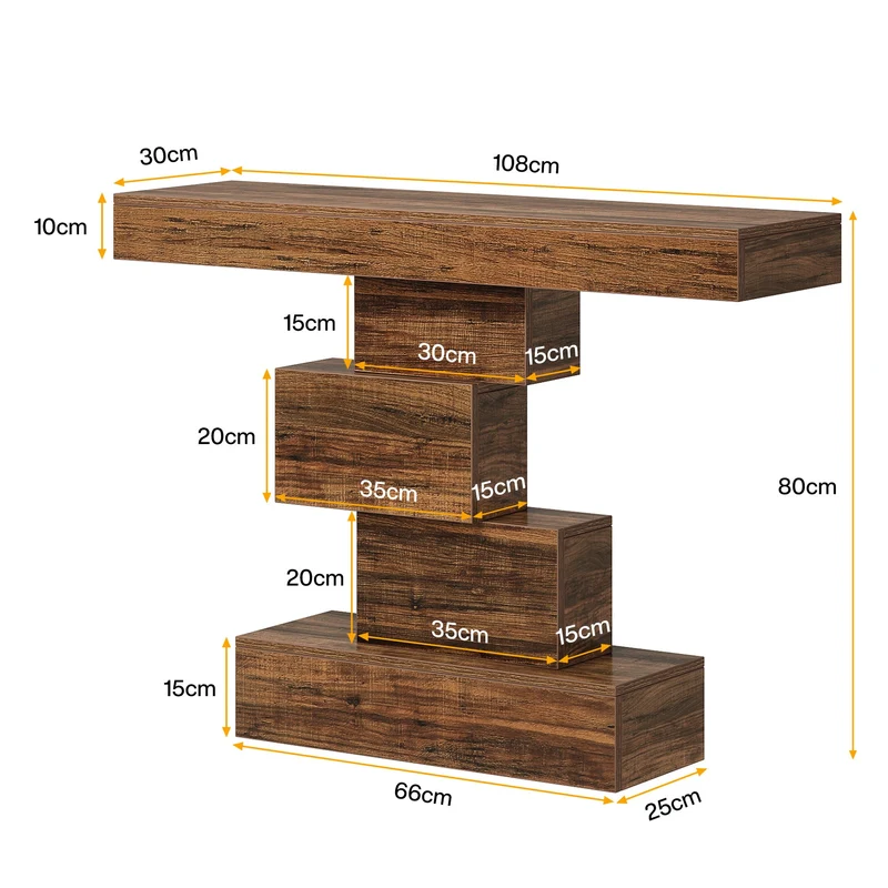 Tribesigns Console de 108 cm, Table de canapé en bois Table d'appoint avec base géométrique