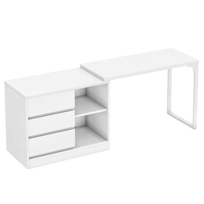 Tribesigns Bureau d'ordinateur, Bureau d'angle réversible avec armoire à tiroirs