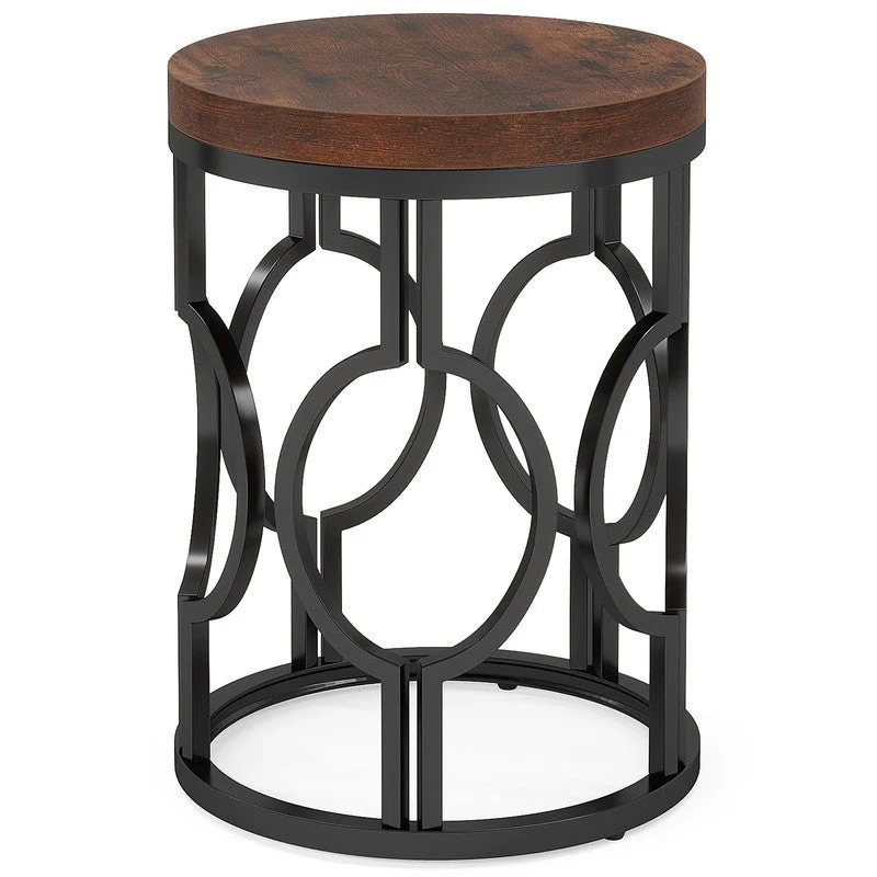 Tribesigns Table d'appoint industrielle de 45 cm avec structure en métal pour chambre à coucher, salon