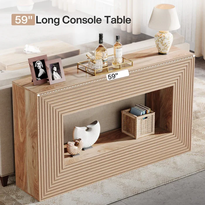 Tribesigns Console de 150 cm, Table de canapé de ferme Table d'entrée avec espace de rangement