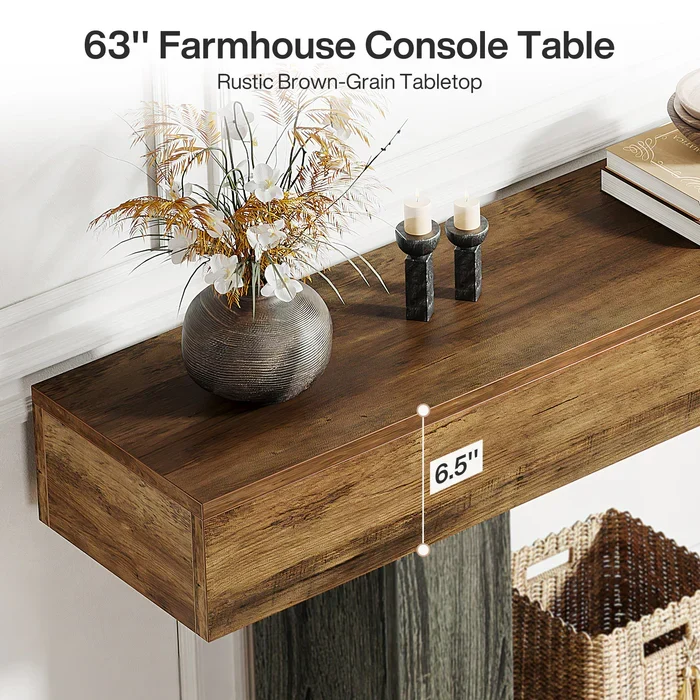 Tribesigns Table console en bois de 160 cm, Table de canapé de ferme à 2 niveaux Table d'entrée
