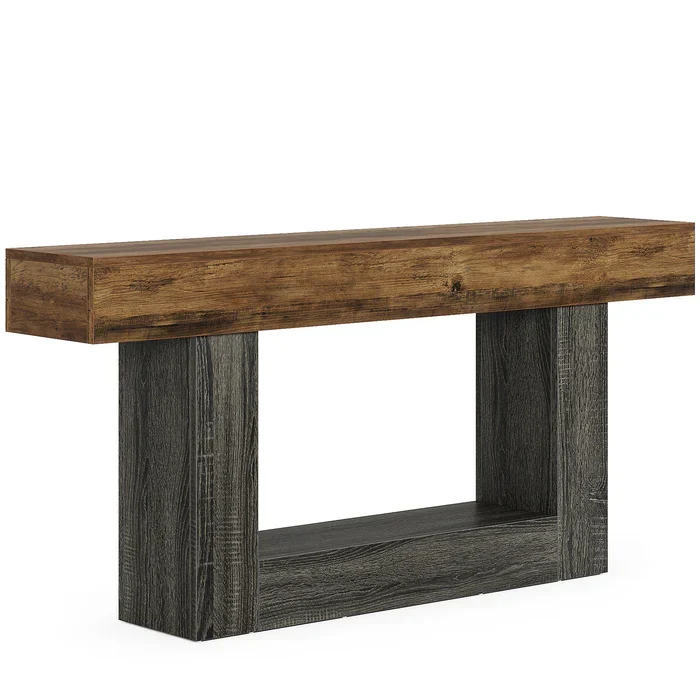 Tribesigns Table console en bois de 160 cm, Table de canapé de ferme à 2 niveaux Table d'entrée