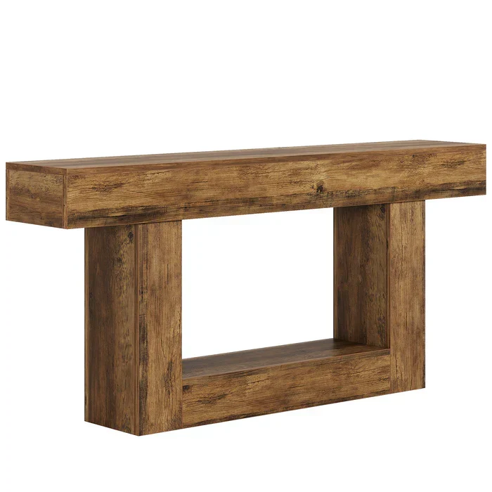 Tribesigns Table console en bois de 160 cm, Table de canapé de ferme à 2 niveaux Table d'entrée