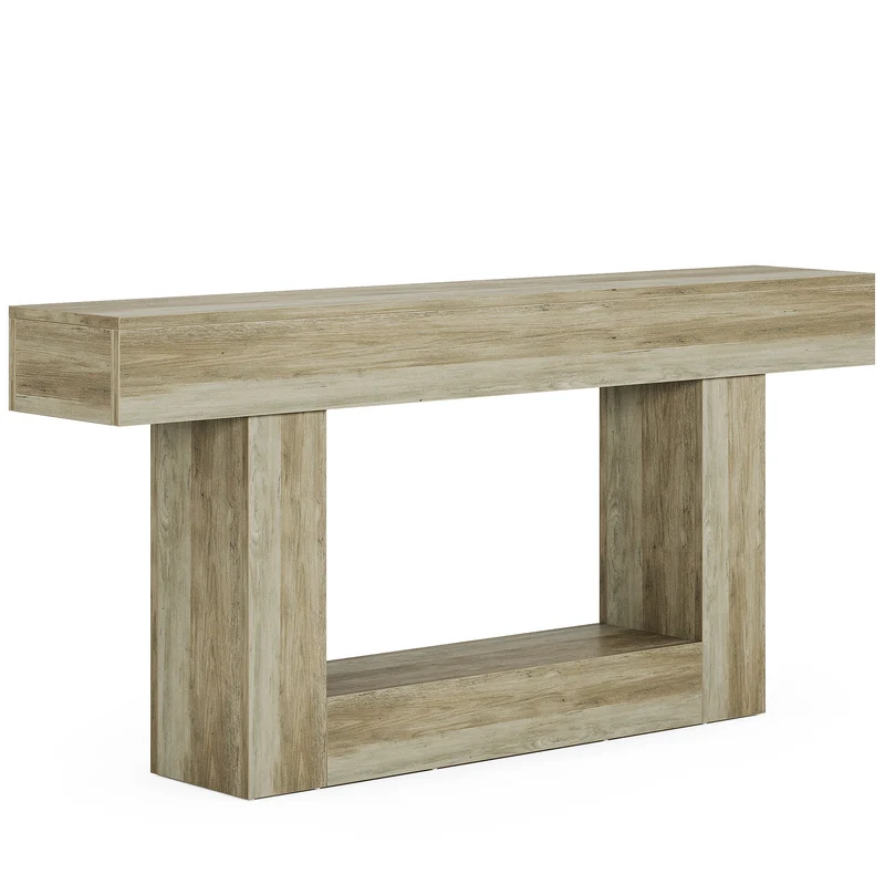 Tribesigns Table console en bois de 160 cm, Table de canapé de ferme à 2 niveaux Table d'entrée
