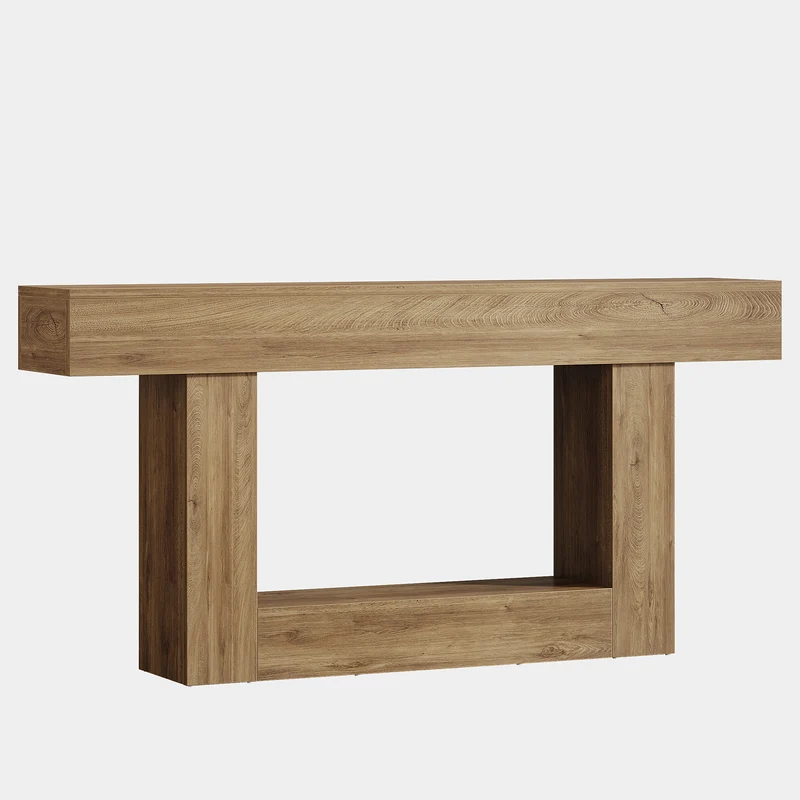 Tribesigns Table console en bois de 160 cm, Table de canapé de ferme à 2 niveaux Table d'entrée