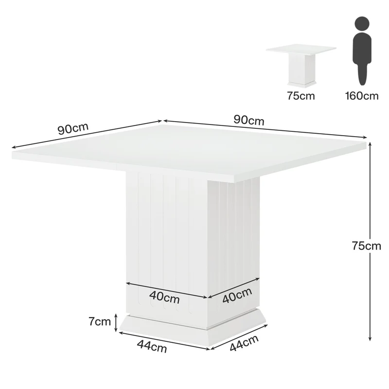 Tribesigns Table à manger de 90 cm, Table de cuisine carrée moderne pour 4 personnes