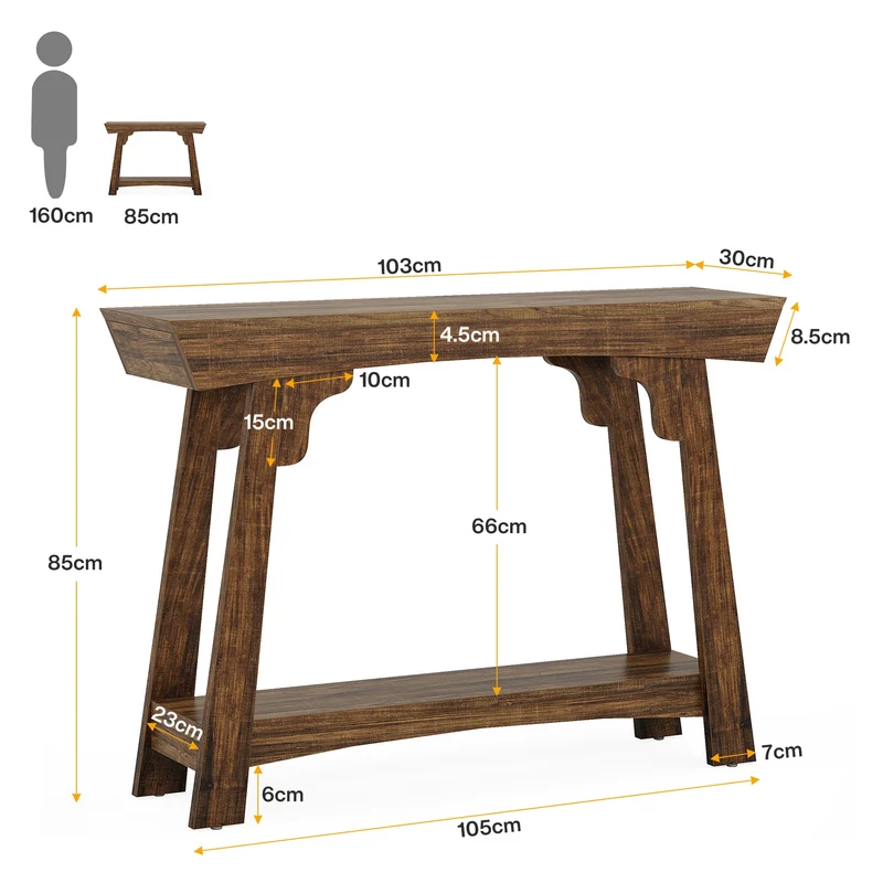 Tribesigns Table console, Table d'entrée étroite à 2 niveaux avec étagère