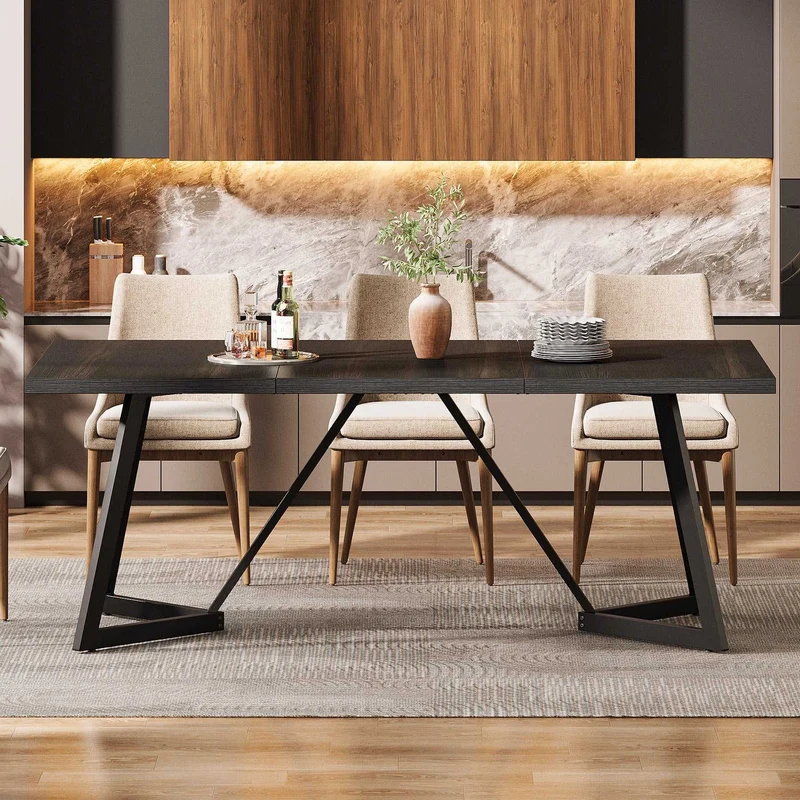 Tribesigns Table à manger de 180 cm, Table de cuisine rectangulaire moderne pour 6 à 8 personnes