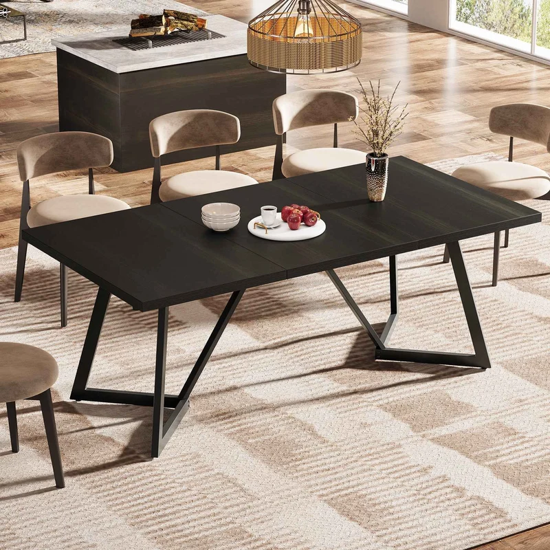 Tribesigns Table à manger de 180 cm, Table de cuisine rectangulaire moderne pour 6 à 8 personnes