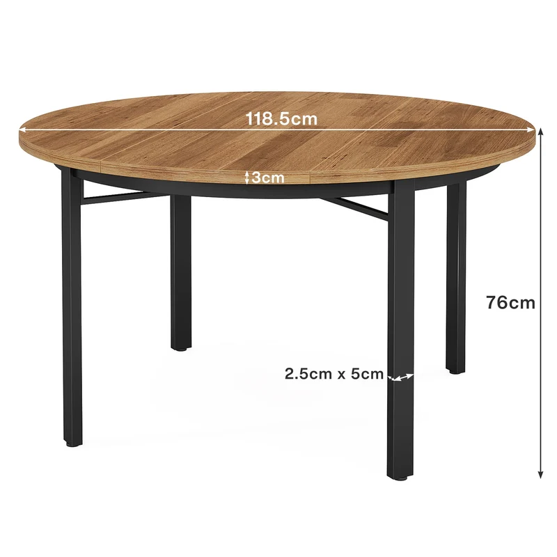 Tribesigns Table à manger ronde, Table de cuisine de 118 cm Table à manger pour 4 personnes