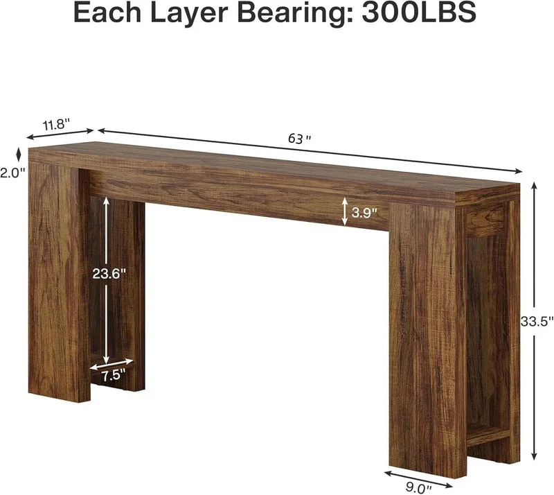 Tribesigns Console 160 cm, Table de canapé de style ferme Table d'appoint d'entrée