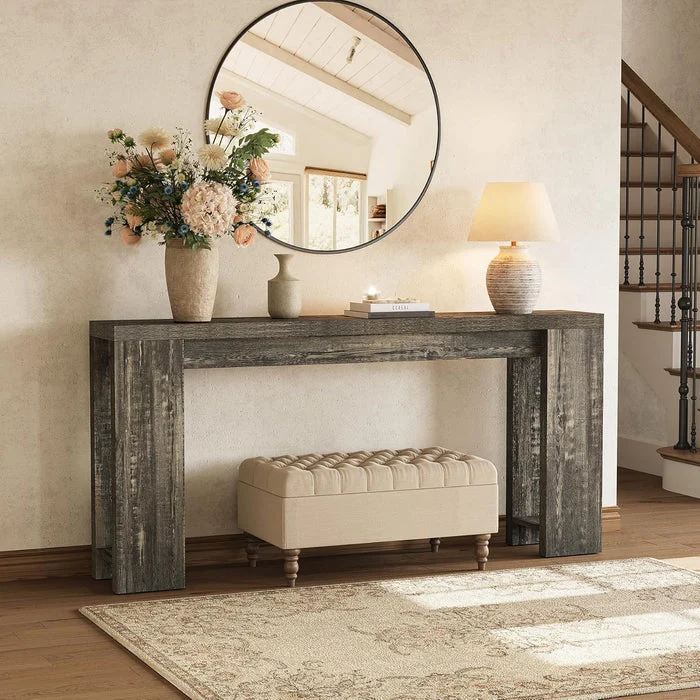 Tribesigns Console 160 cm, Table de canapé de style ferme Table d'appoint d'entrée